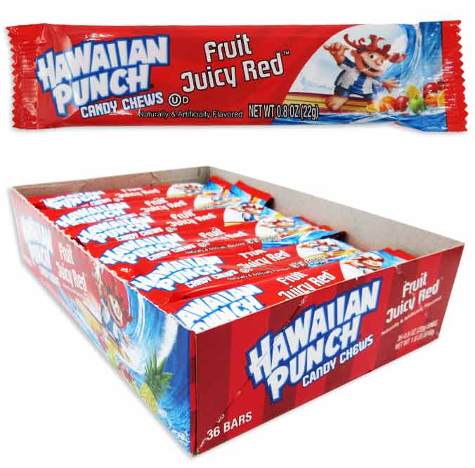 Hawaiian Punch Chews Bar - Fruit Juicy Red in Display