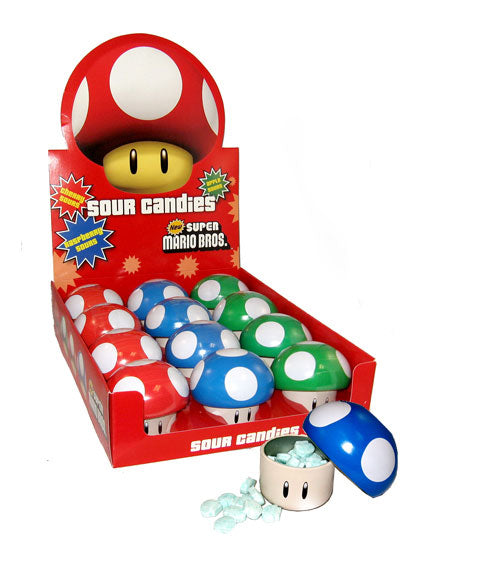 Nintendo Super Mario Mushroom Tin W/ Cherry & Gr Apple Sours