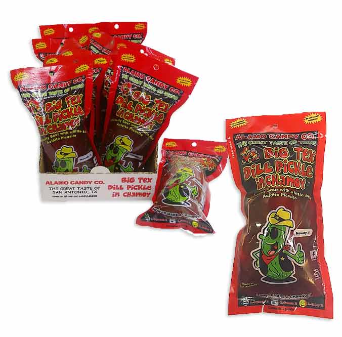 Alamo Candy Big Tex Dill Pickle in Chamoy